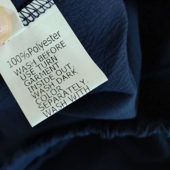 Womens Navy Pants Sz 2X Ankle‎ Cropped Elastic Crepe Casual Elastic - Picture 9 of 10